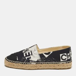 Chanel Coco Size 36 Blue/black Canvas Cap Toe Espadrille Flats